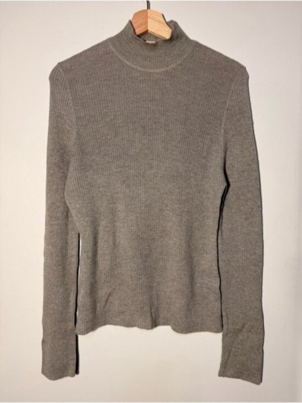 Jaeger 100% Wool Ribbed Mock Turtleneck Sweater size XL Made in England